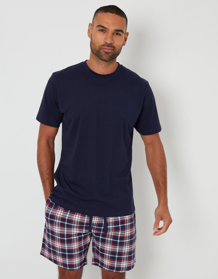 Check Brushed Cotton Flannel Lounge Shorts (2 Pack)