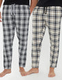 Black & Ecru Check Brushed Cotton Lounge Bottoms (2 Pack)