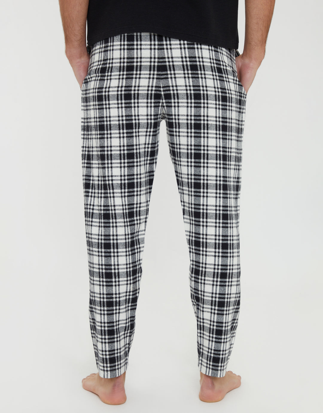 Black & Ecru Check Brushed Cotton Lounge Bottoms (2 Pack)