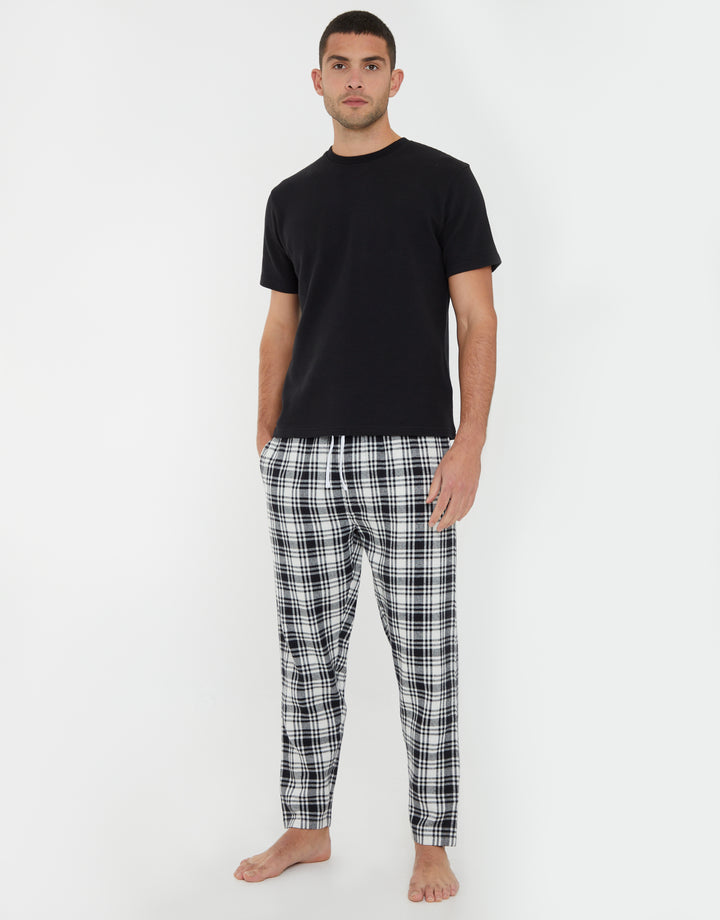 Black & Ecru Check Brushed Cotton Lounge Bottoms (2 Pack)
