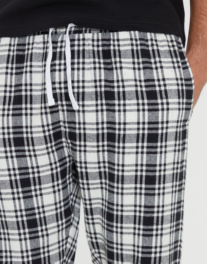Black & Ecru Check Brushed Cotton Lounge Bottoms (2 Pack)