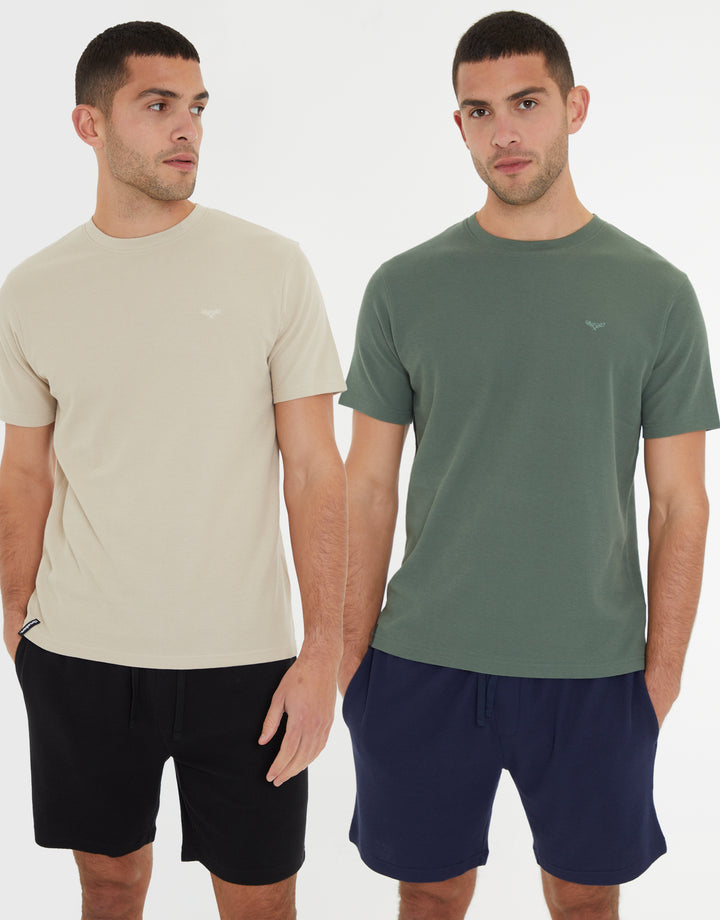 Multi Waffle Textured Short Lounge Sets (2-Piece Set) (2 Pack)