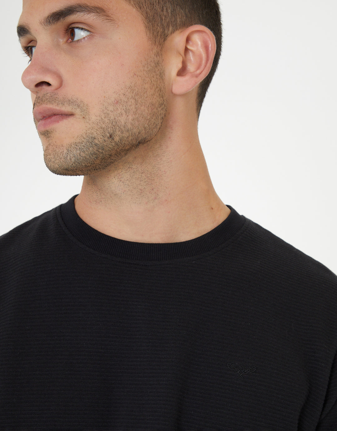 Black & Blue Ottoman Rib Textured Short Lounge Sets (2-Piece Set) (2 Pack)