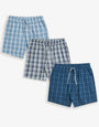 Blue Check Cotton Lounge Shorts (3 Pack)