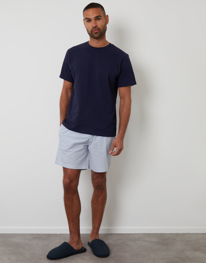 Navy Popcorn Textured Shortie Pyjamas (2-Piece Set)