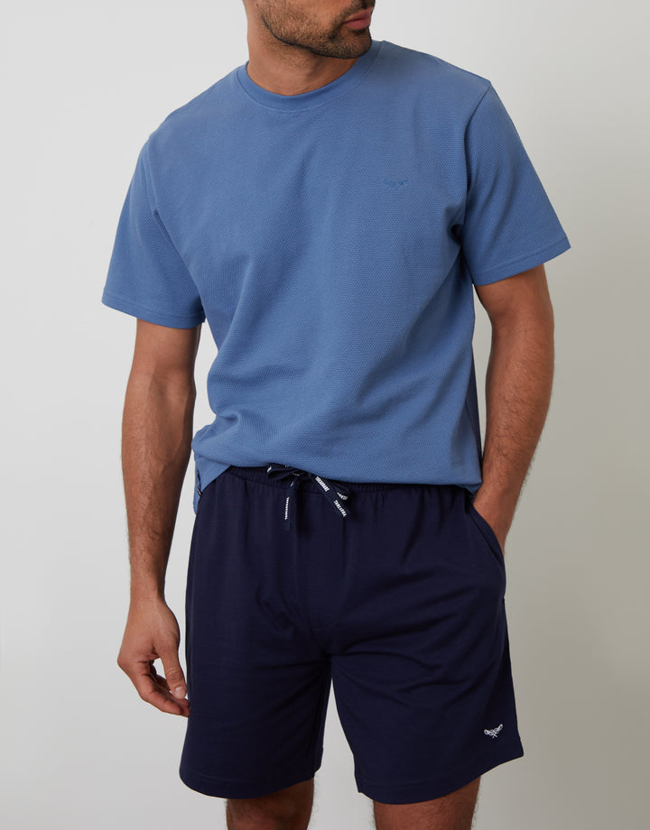 Blue Popcorn Textured Shortie Pyjamas (2-Piece Set)