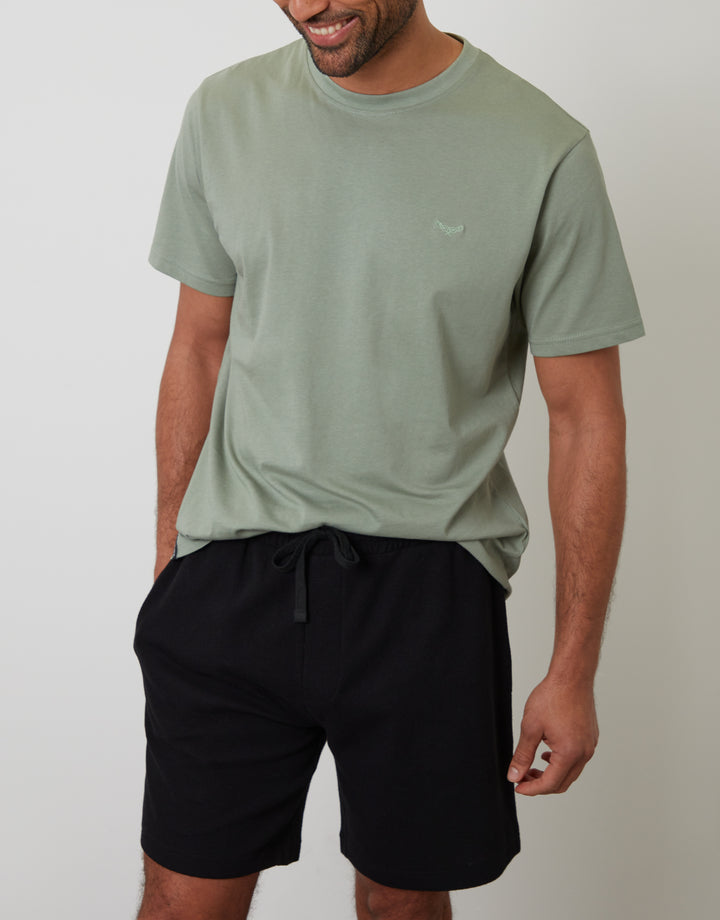 Sage Green Textured Short Pyjamas (2-Piece Set)