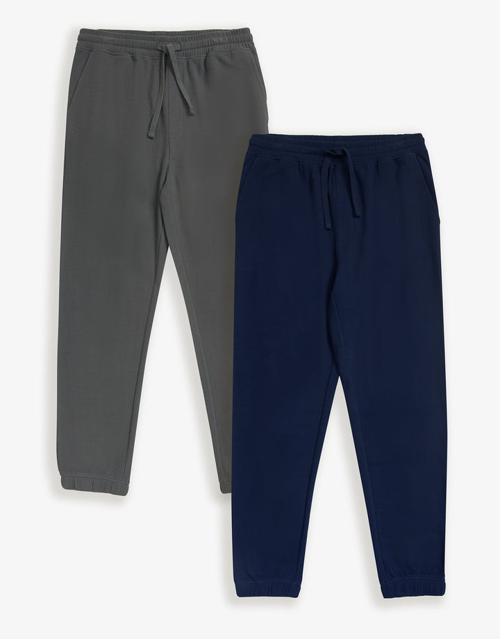 Slate Grey & Navy Waffle Textured Jogger-Style Lounge Pants (2 Pack)