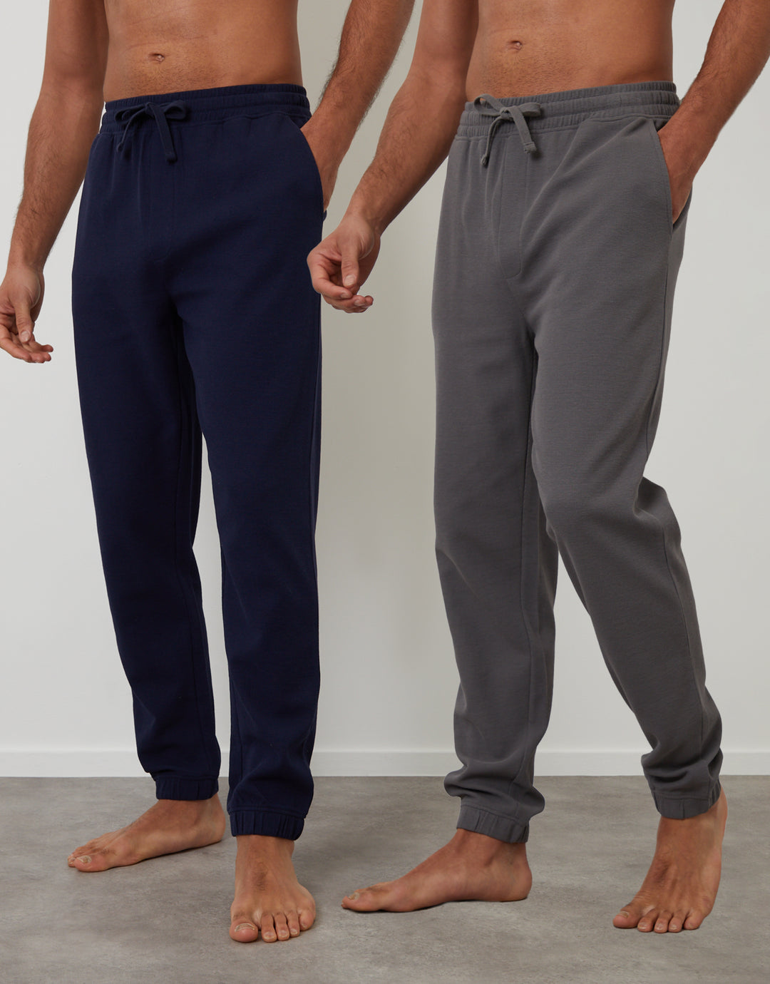 Slate Grey & Navy Waffle Textured Jogger-Style Lounge Pants (2 Pack)