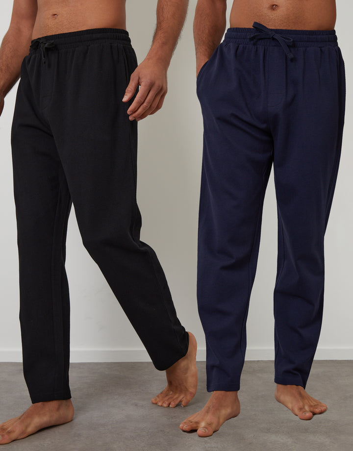 Navy & Black Popcorn Textured Jogger-Style Lounge Pants (2 Pack)