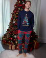 Navy Christmas Tree Graphic Long Pyjamas (2-Piece Set)