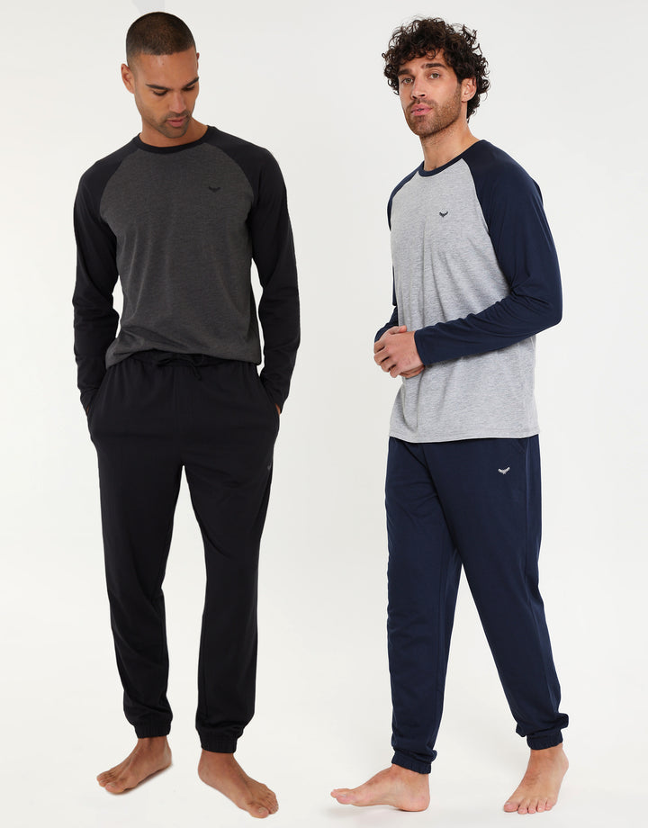 Grey Long Raglan Lounge Sets (2-Piece Set) (2 Pack)