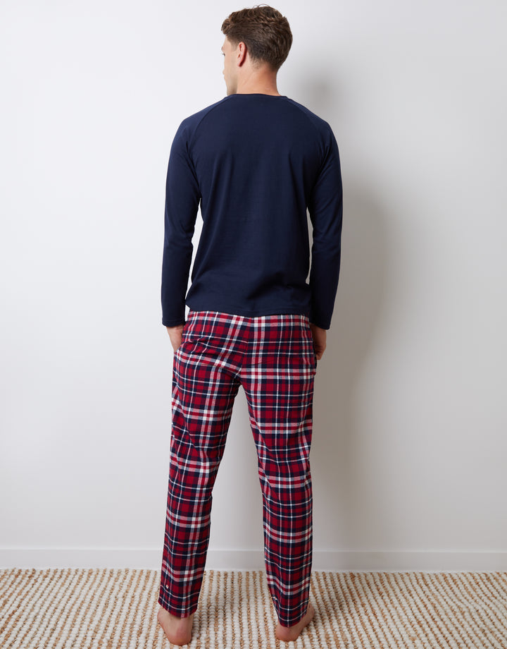 Grey & Navy Check Long Pyjamas (2-Piece Set) (2 Pack)