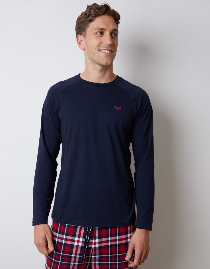 Grey & Navy Check Long Pyjamas (2-Piece Set) (2 Pack)