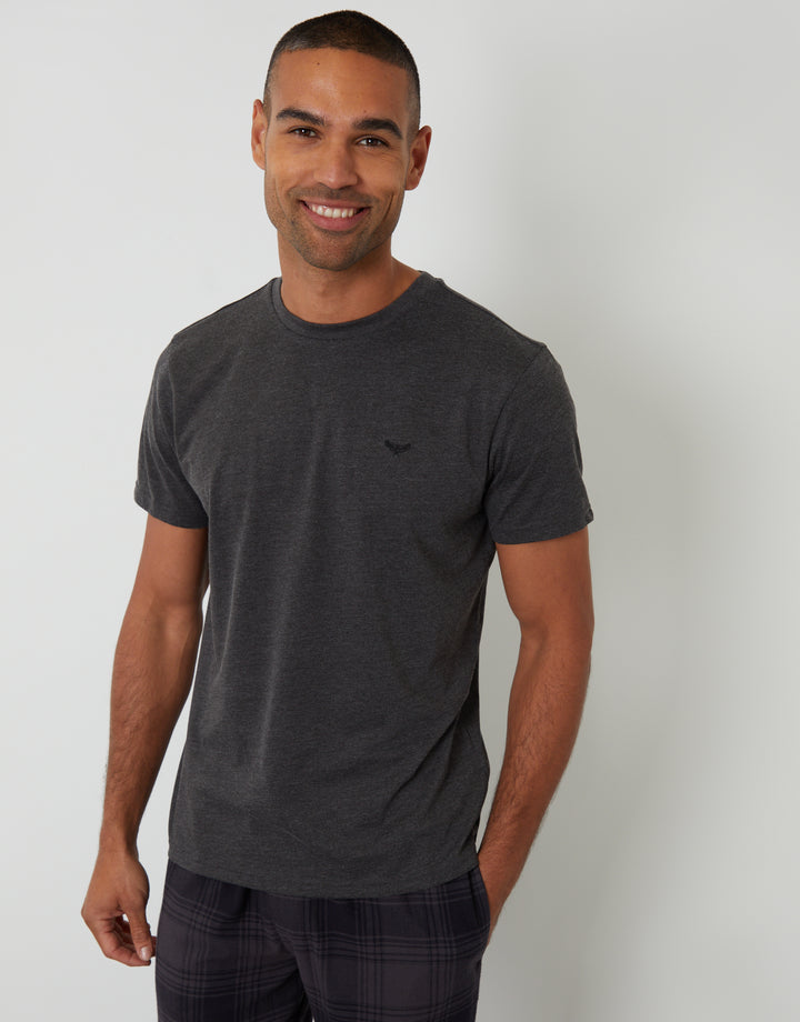 Black & Grey Short Sleeve T-Shirt & Check Pants Pyjama Set (2-Piece Set) (2 Pack)