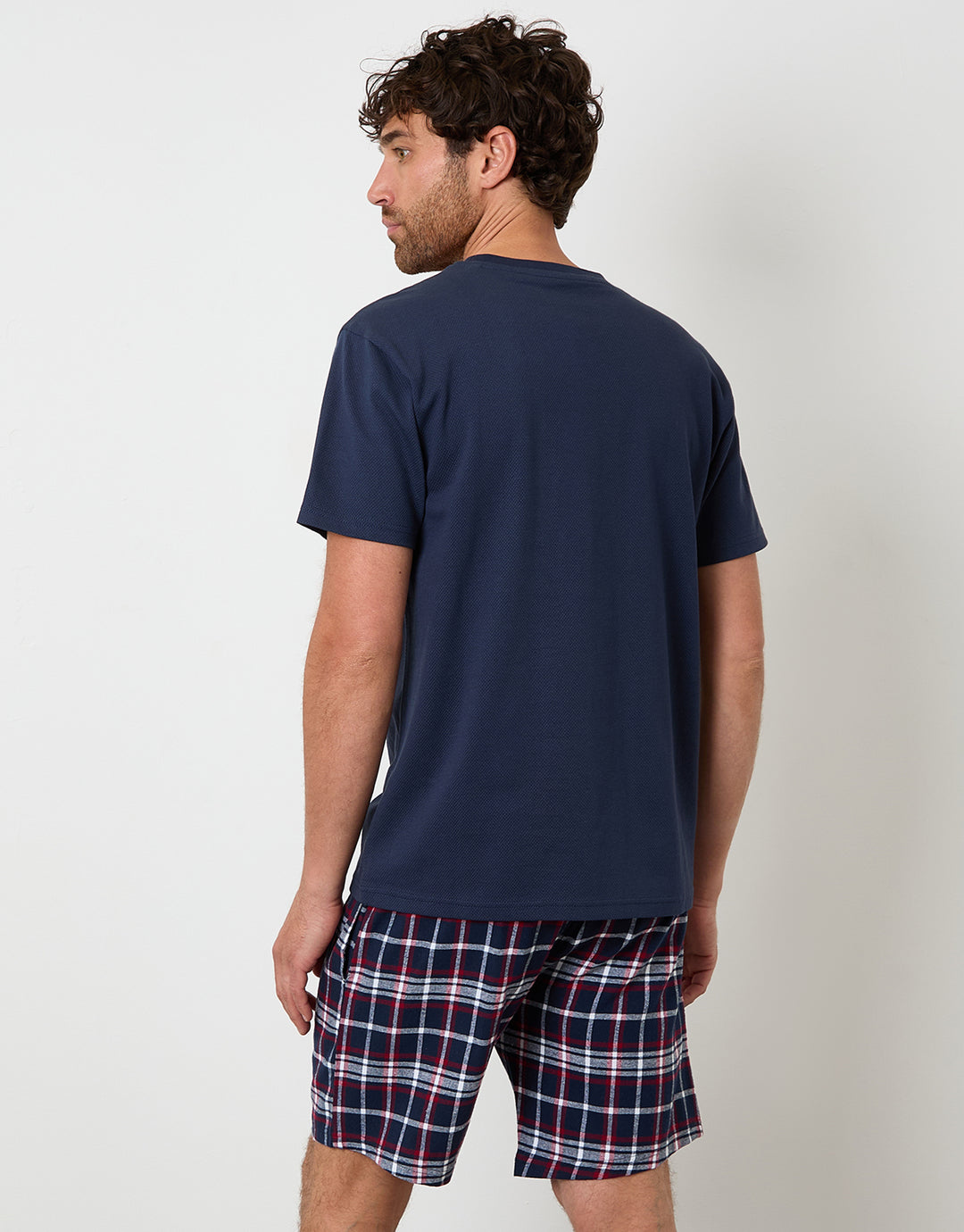 Black & Navy Textured Check Shortie Pyjama Sets (2-Piece Set) (2 Pack)