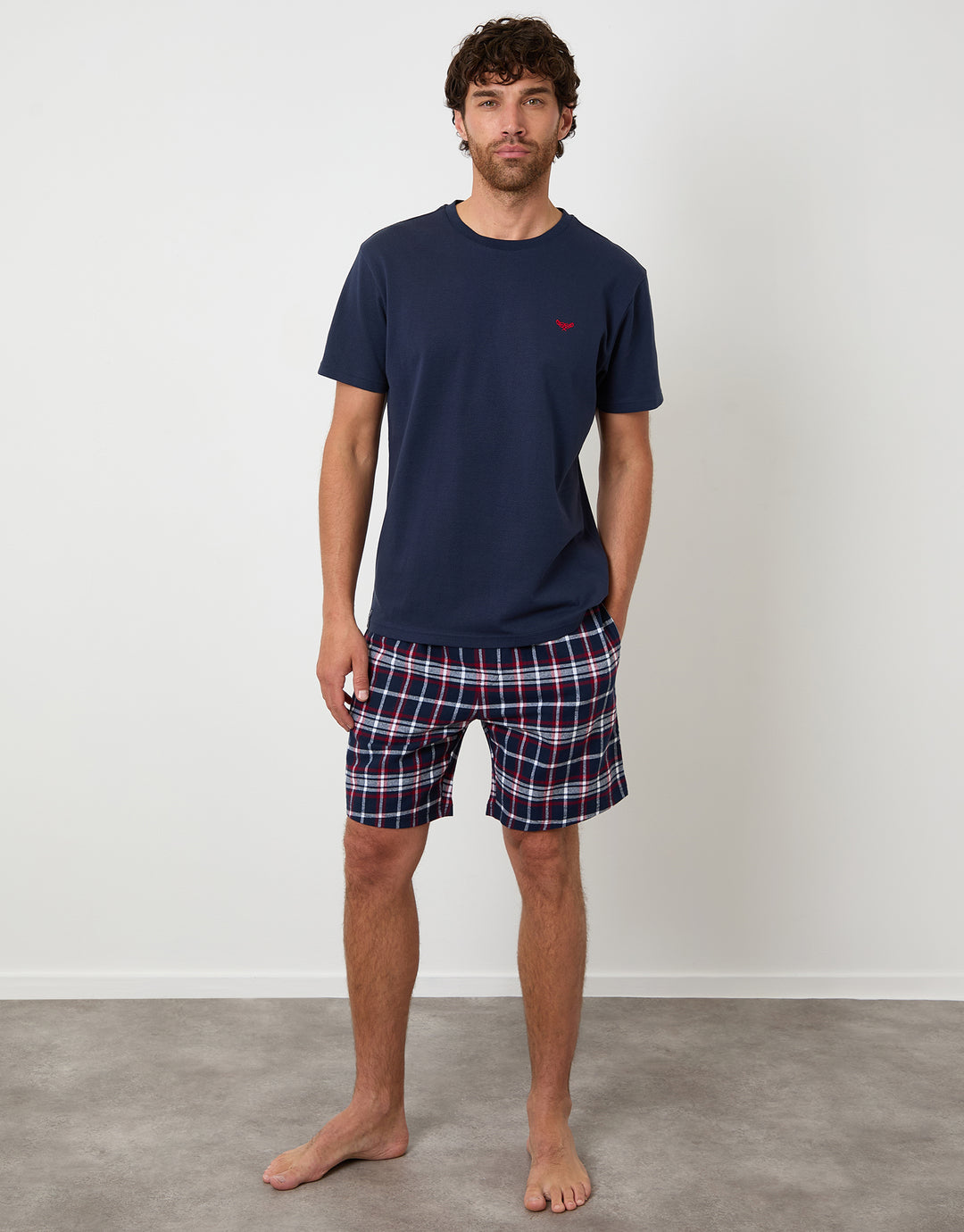 Black & Navy Textured Check Shortie Pyjama Sets (2-Piece Set) (2 Pack)