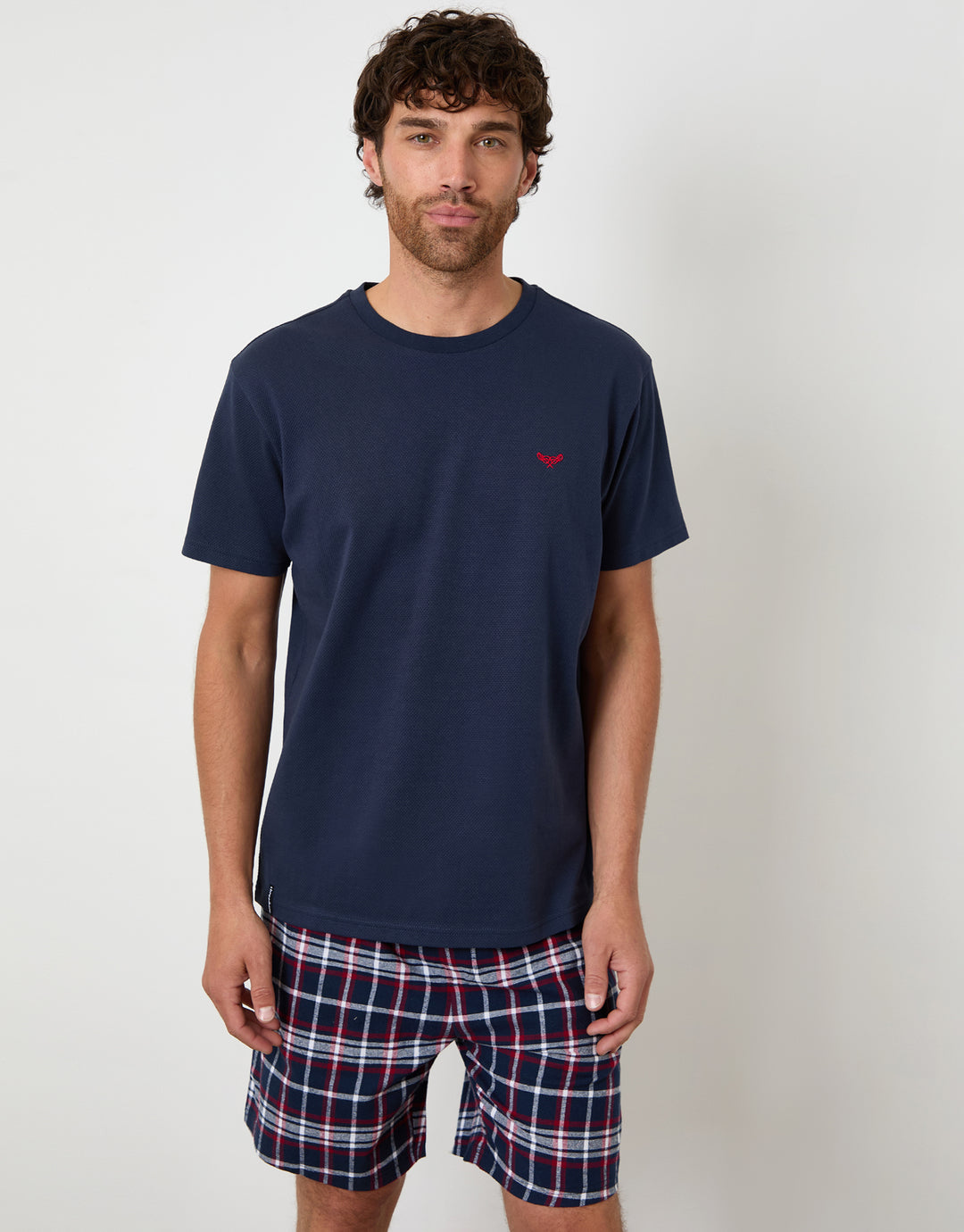 Black & Navy Textured Check Shortie Pyjama Sets (2-Piece Set) (2 Pack)