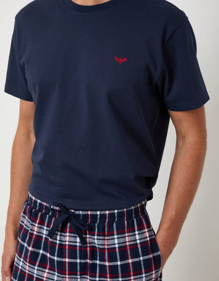 Black & Navy Textured Check Shortie Pyjama Sets (2-Piece Set) (2 Pack)