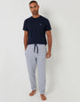 Navy Short Sleeve Top & Stripe Pants Pyjama Set (2-Piece Set)