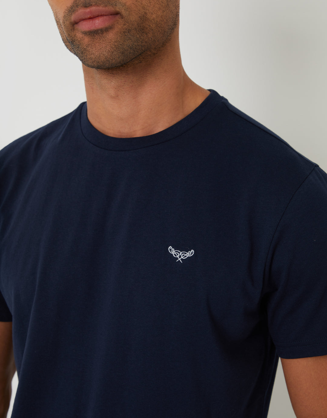 Navy Short Sleeve Top & Stripe Pants Pyjama Set (2-Piece Set)