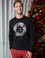 Black Christmas Wreath Long Pyjamas (2-Piece Set)