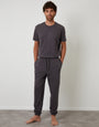 Dark Grey Peach Orangeed Cotton Pyjama Set (2-Piece Set)