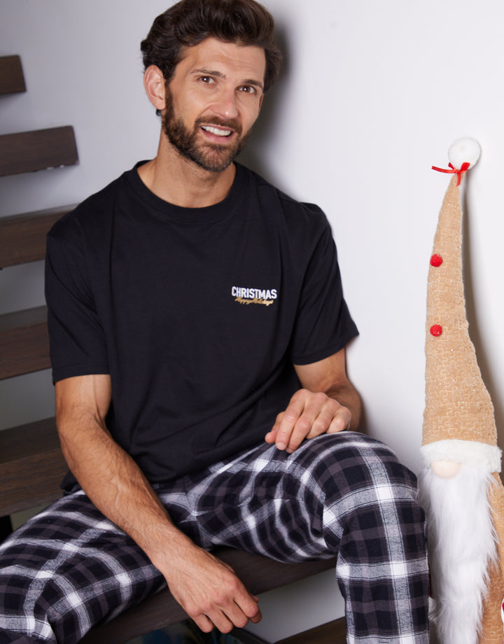 Black Christmas Graphic Check Pyjamas (2-Piece Set)