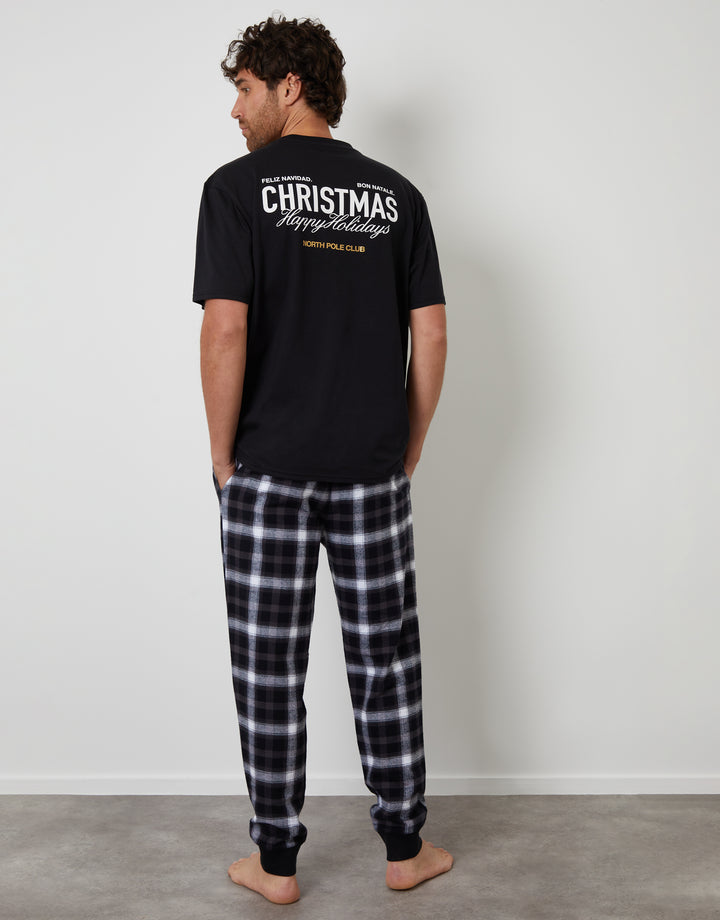 Black Christmas Graphic Check Pyjamas (2-Piece Set)