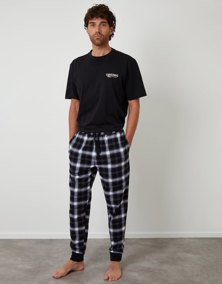 Black Christmas Graphic Check Pyjamas (2-Piece Set)