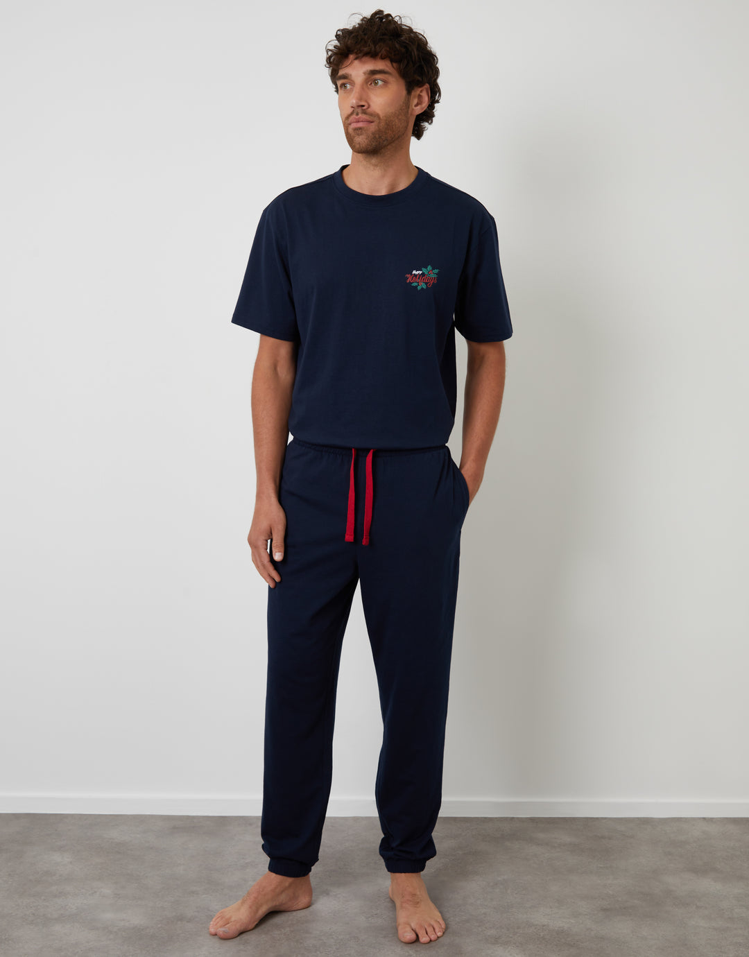 Navy Christmas Graphic Lounge Set (2-Piece Set)