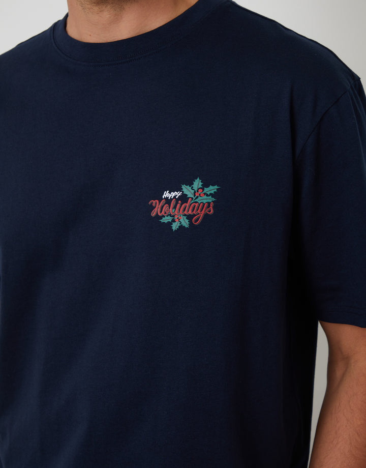 Navy Christmas Graphic Lounge Set (2-Piece Set)