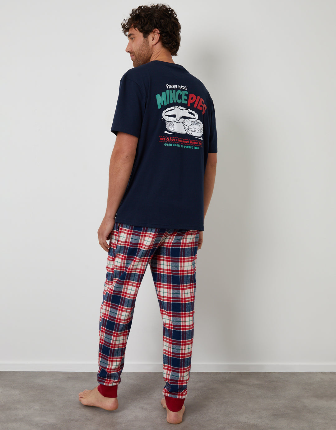 Navy Check Christmas Graphic Pyjamas (2-Piece Set)