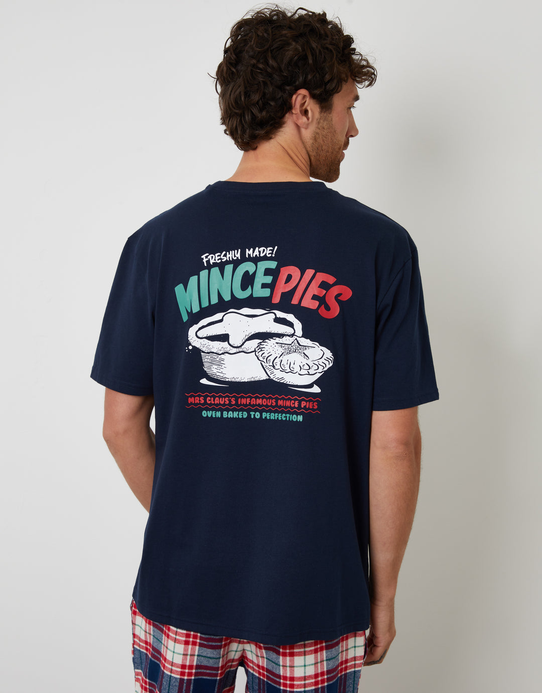 Navy Check Christmas Graphic Pyjamas (2-Piece Set)