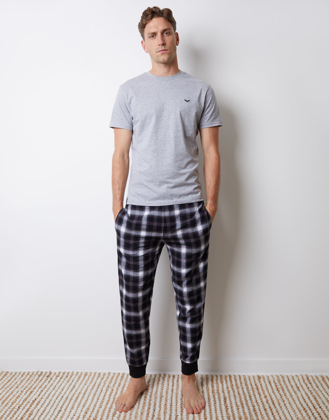 Grey Marl Check Pyjamas (2-Piece Set)