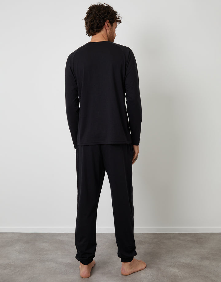 Black Sweatshirt & Jogger Lounge Set (2-Piece Set)