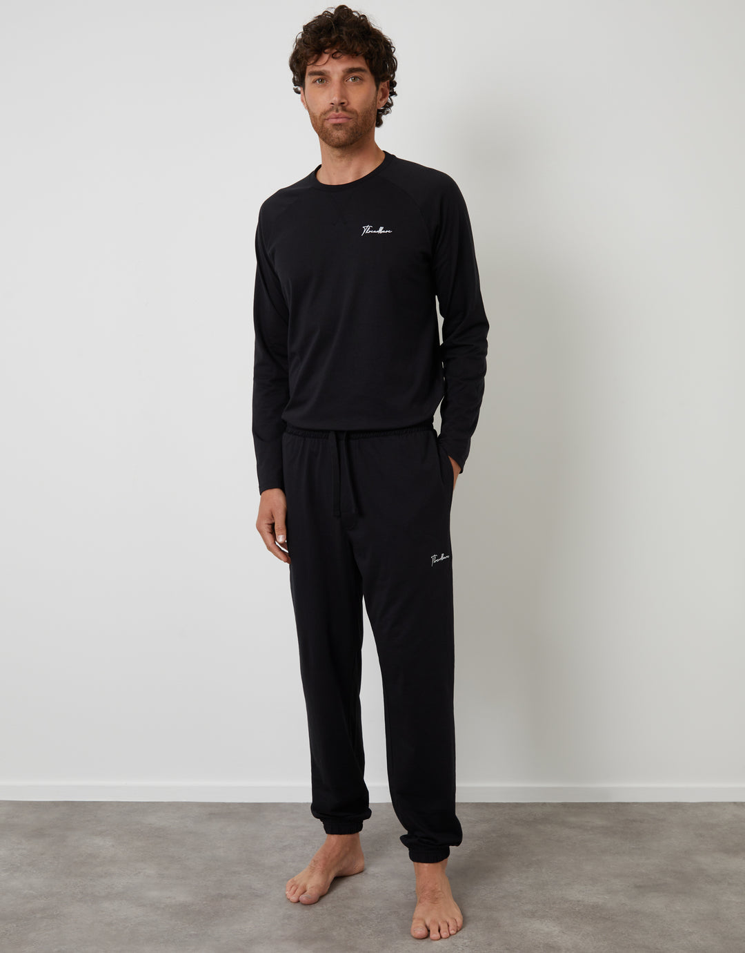 Black Sweatshirt & Jogger Lounge Set (2-Piece Set)