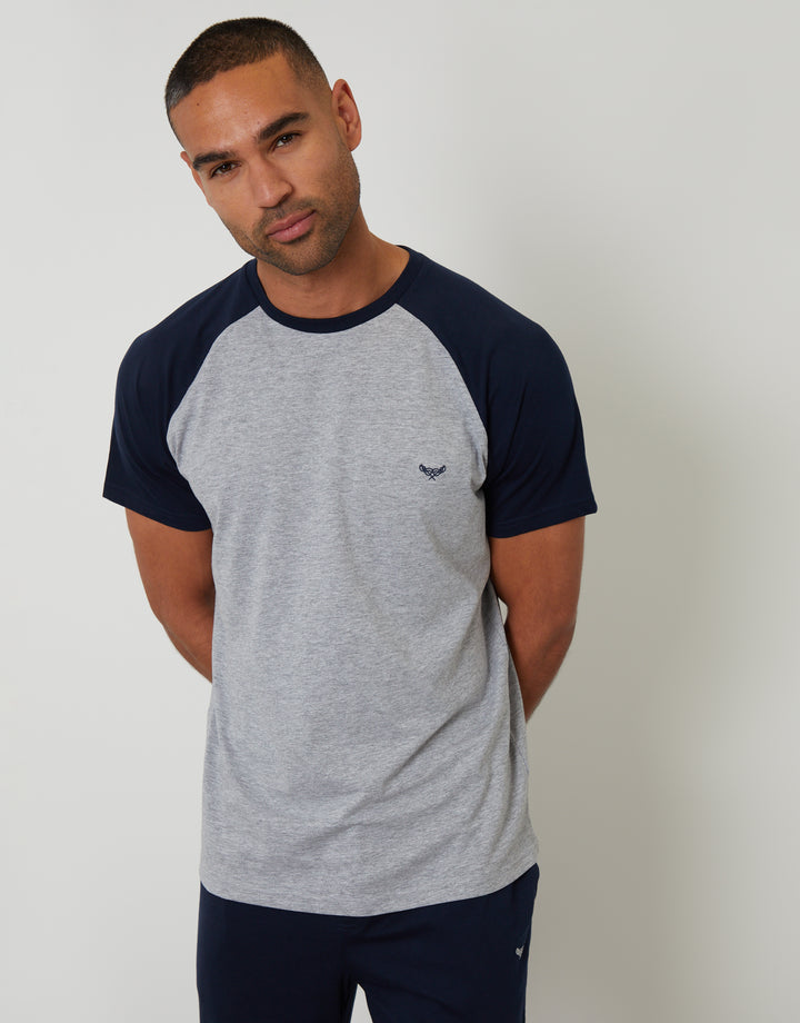 Navy Raglan Short Sleeve Lounge Set