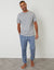 Grey Marl & Blue Check T-Shirt & Cuffed Bottoms Pyjama Set
