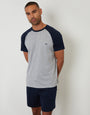 Grey Marl Raglan Short Sleeve Top & Shorts Lounge Set