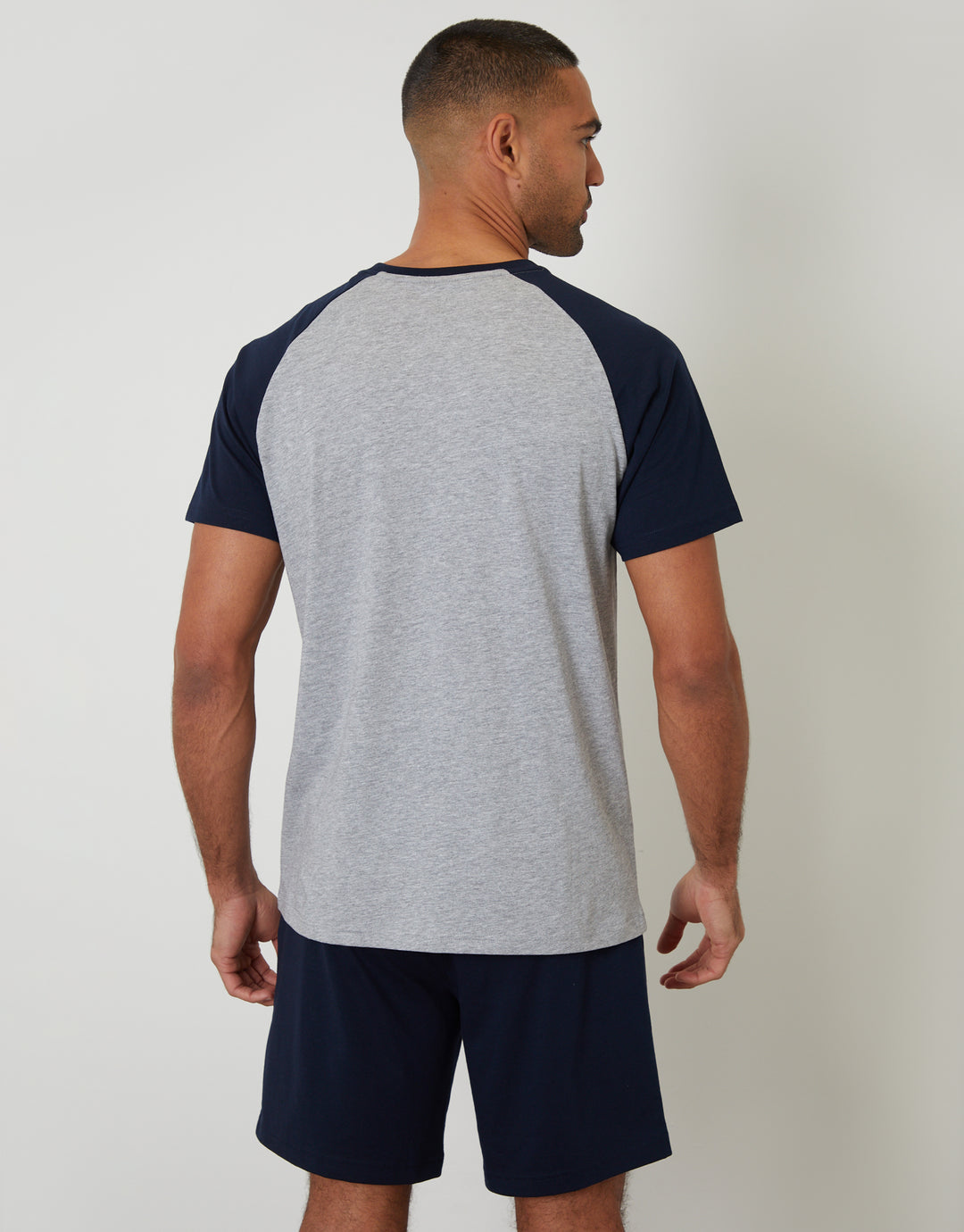 Grey Marl Raglan Short Sleeve Top & Shorts Lounge Set