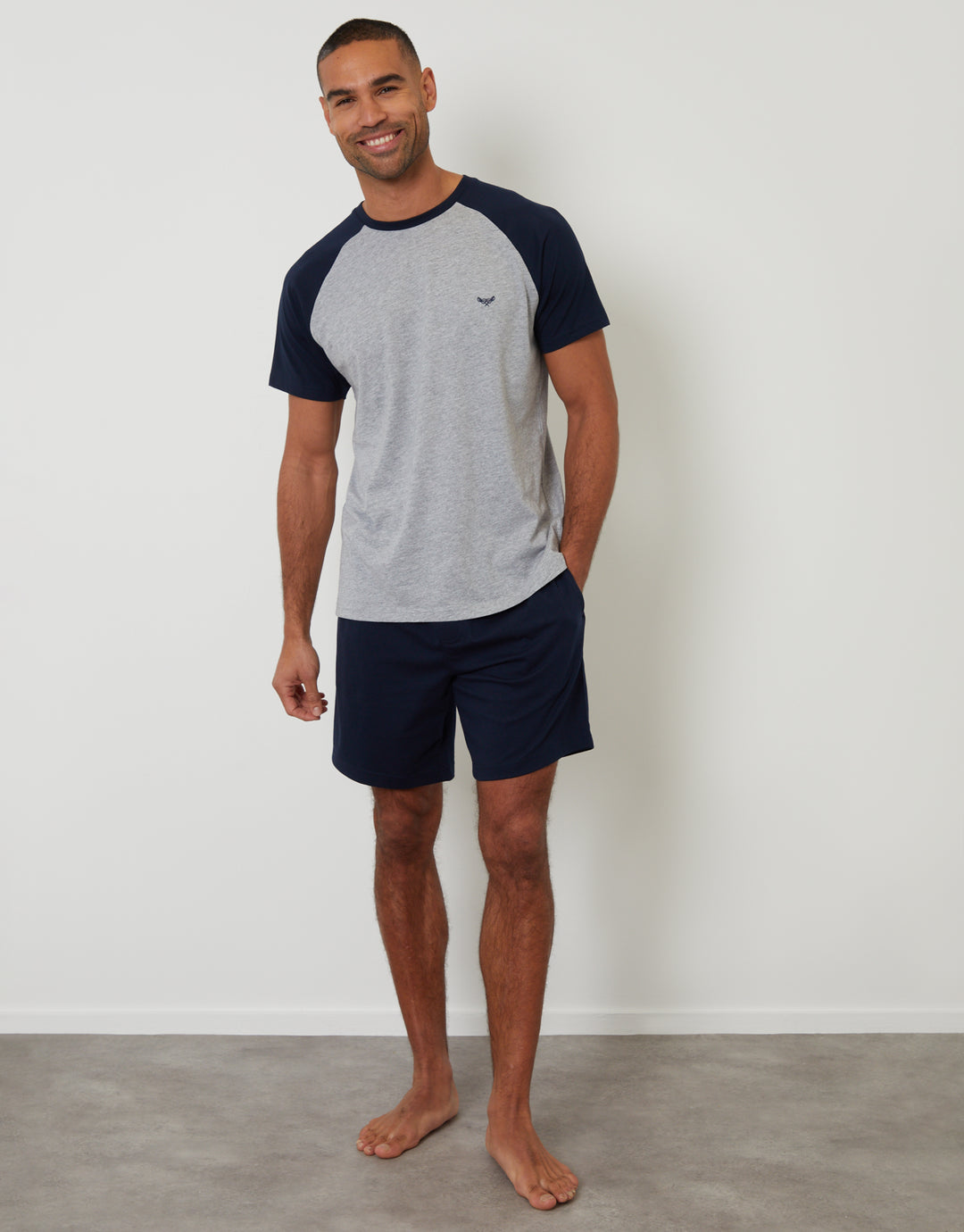 Grey Marl Raglan Short Sleeve Top & Shorts Lounge Set