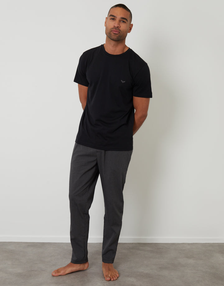 Black Stripe T-Shirt & Bottoms Pyjama Set
