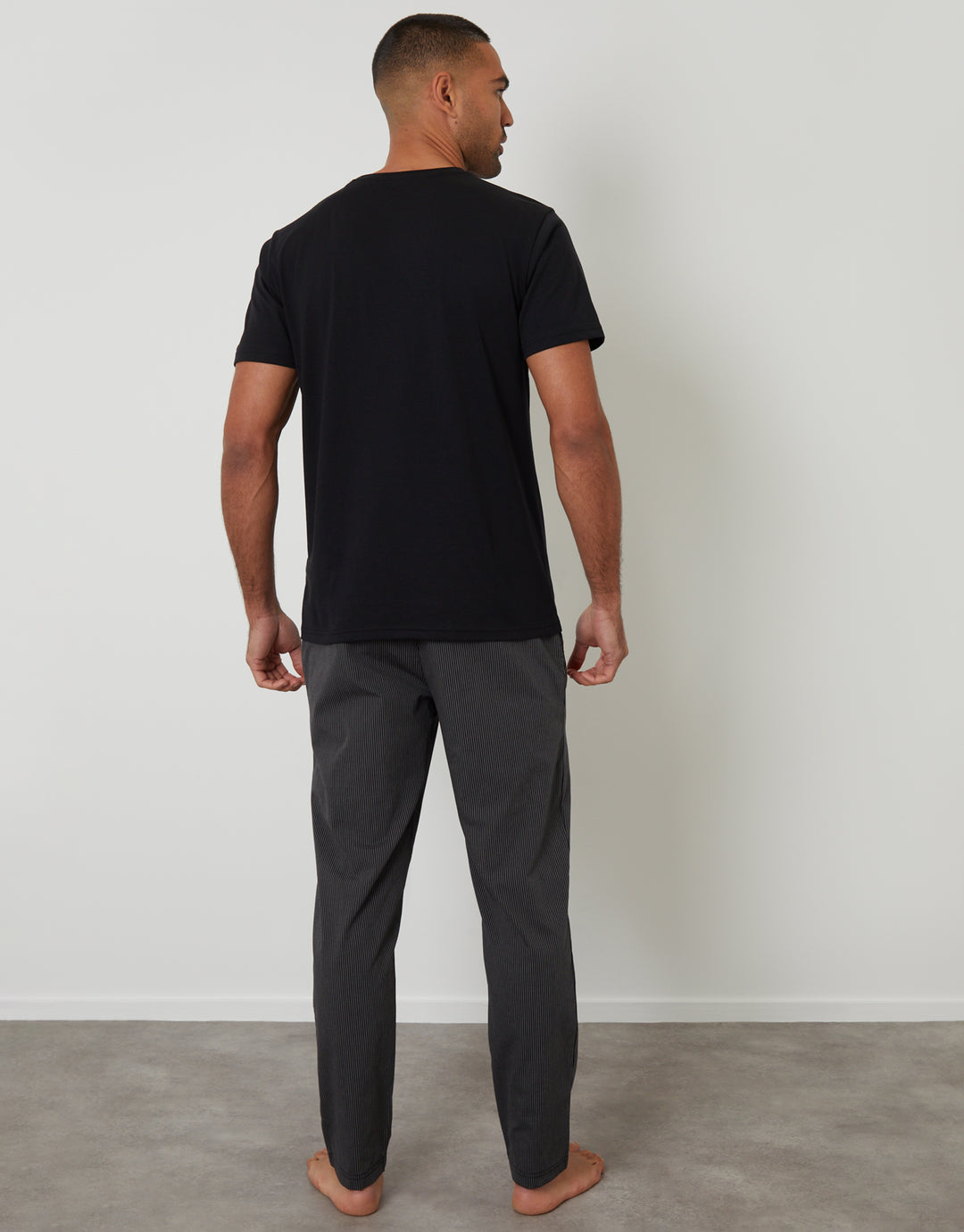 Black Stripe T-Shirt & Bottoms Pyjama Set