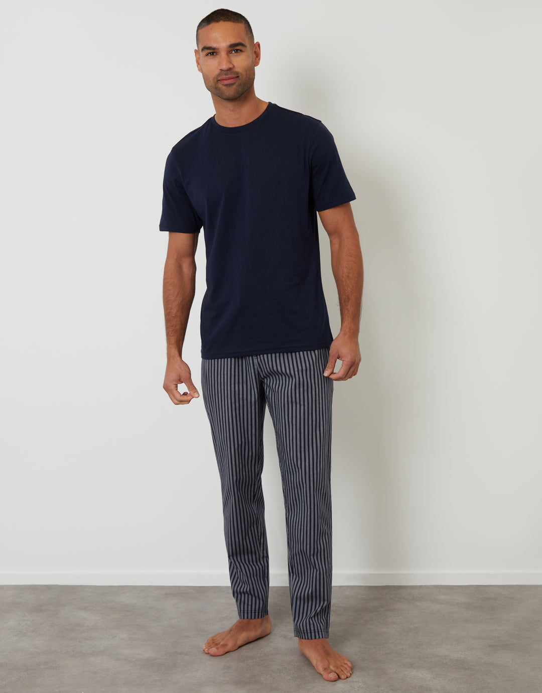 Navy Stripe T-Shirt & Bottoms Pyjama Set