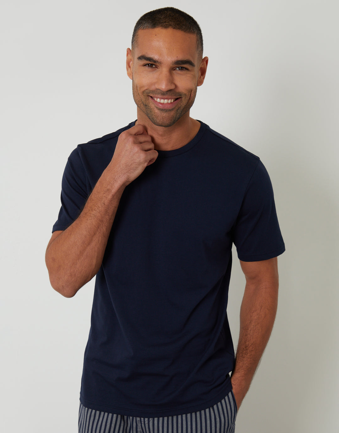 Navy Stripe T-Shirt & Bottoms Pyjama Set