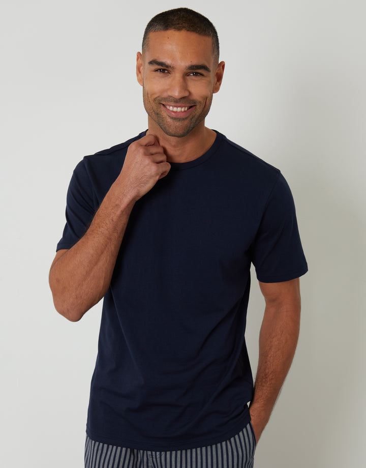 Navy Stripe T-Shirt & Bottoms Pyjama Set