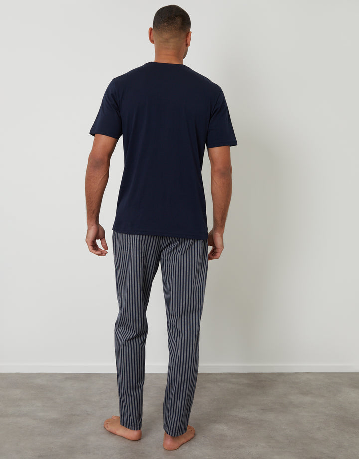 Navy Stripe T-Shirt & Bottoms Pyjama Set