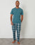 Teal Green Check T-Shirt & Bottoms Pyjama Set
