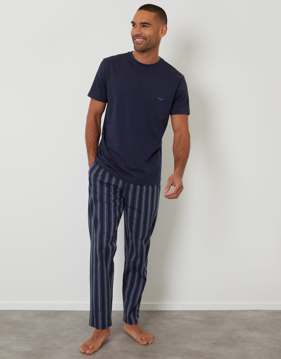 Navy Stripe T-Shirt & Bottoms Pyjama Set